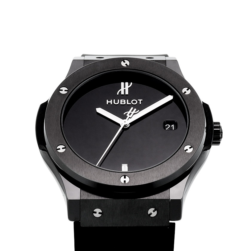 ウブロ HUBLOT クラシックフュージョン　シャイニーセラミックダイヤモンド 565.CX.1210.VR.1204 ブラック セラミック 自動巻き レディース 腕時計